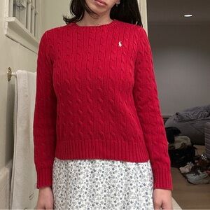 Ralph Lauren Vibrant Red Cable Knit Sweater